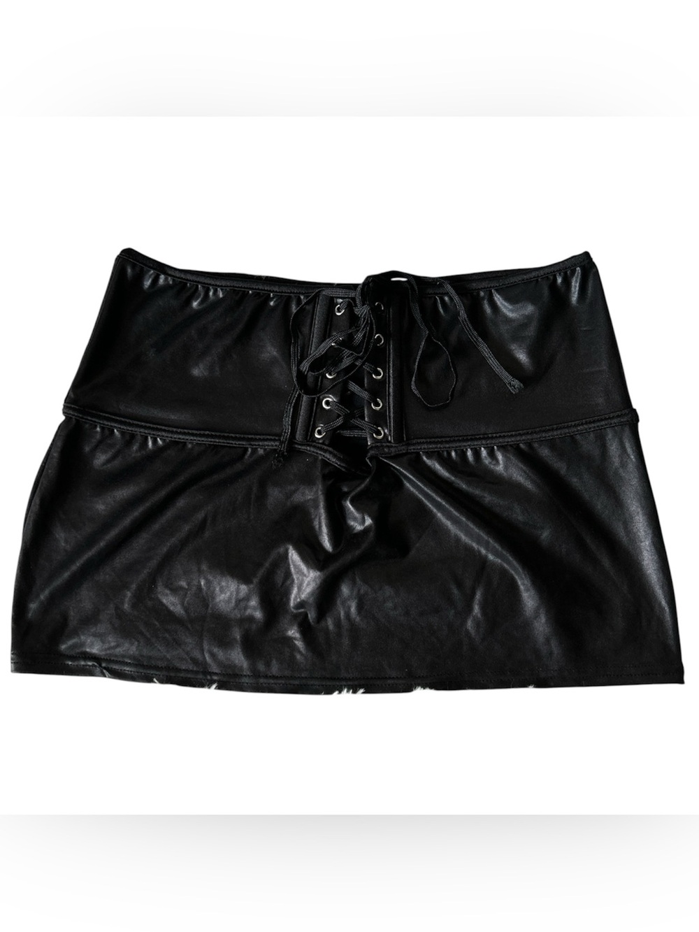 Y2K Goth “Coquette” Basic Black Lace-up Style Mini Skirt